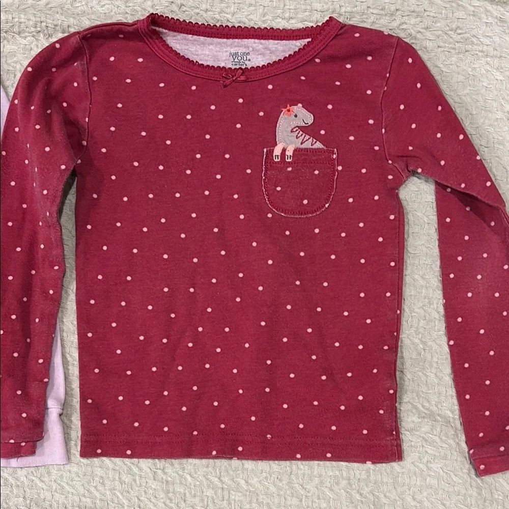 Carter's Dinosaur Pink and Red Pajama Sets Size 4T - Picture 2 of 11